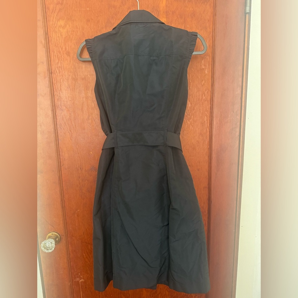 Navy Burberry London Trench with a slight sheen & a subtle ruffle sleeve. - Picture 2 of 2